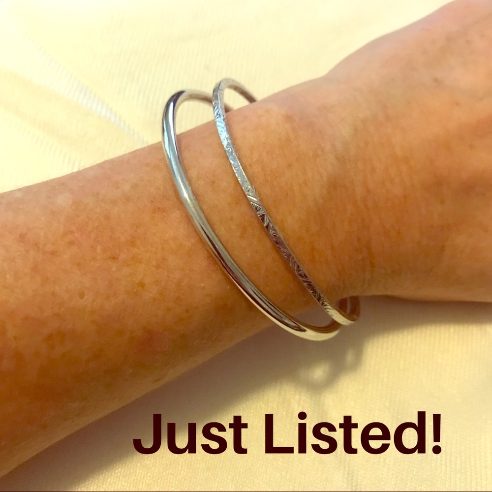Set of 2- Silver Slip-on Bangle Bracelets
